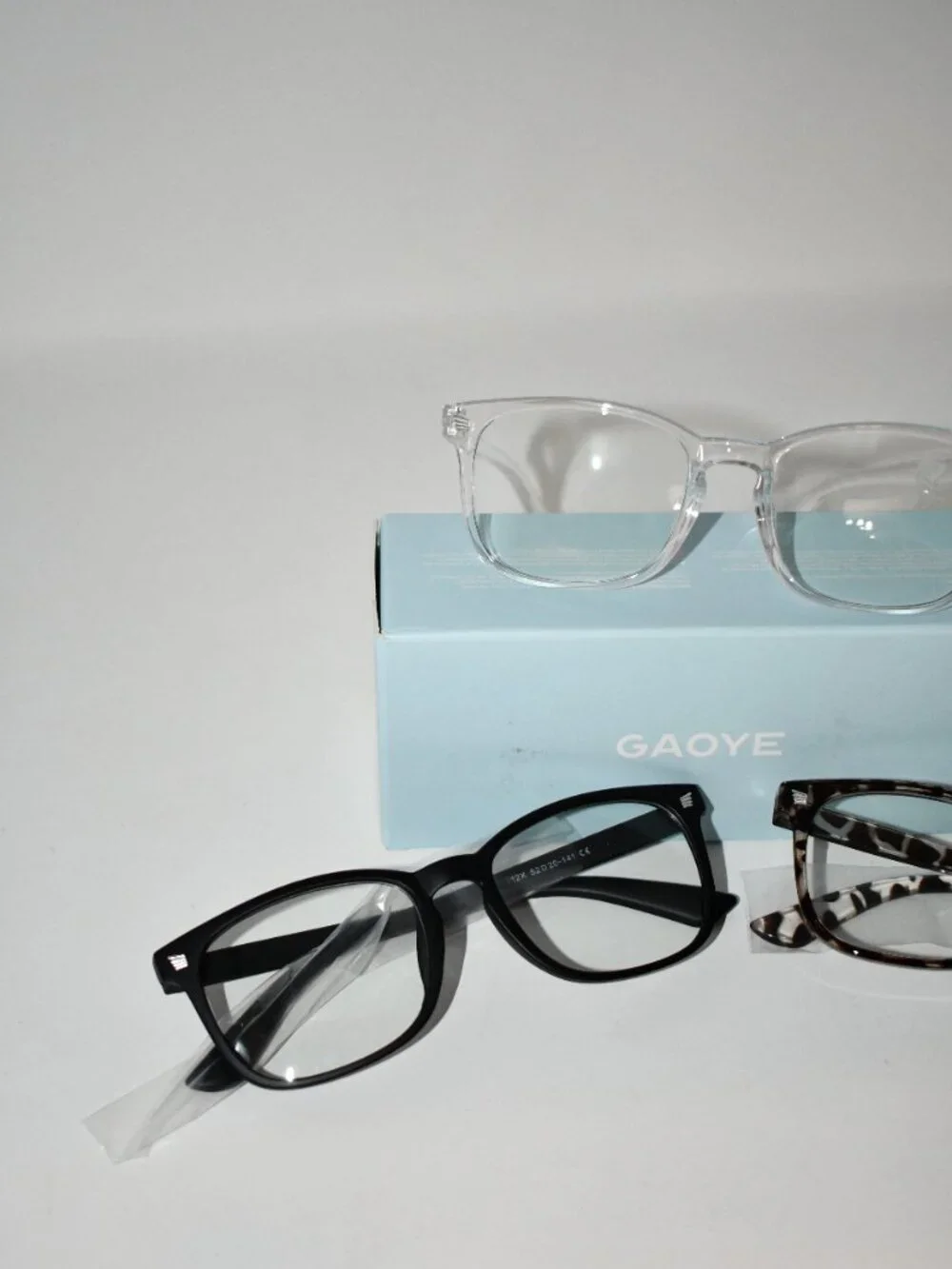 Gaoye Blue Light Glasses, 3 Pack, Matte Black, Leopard, Clear, NWT